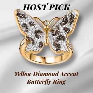 🎉 HOST PICK 🎉 Yellow Diamond Accent Butterfly Ring in 18K Yellow Gold Plated